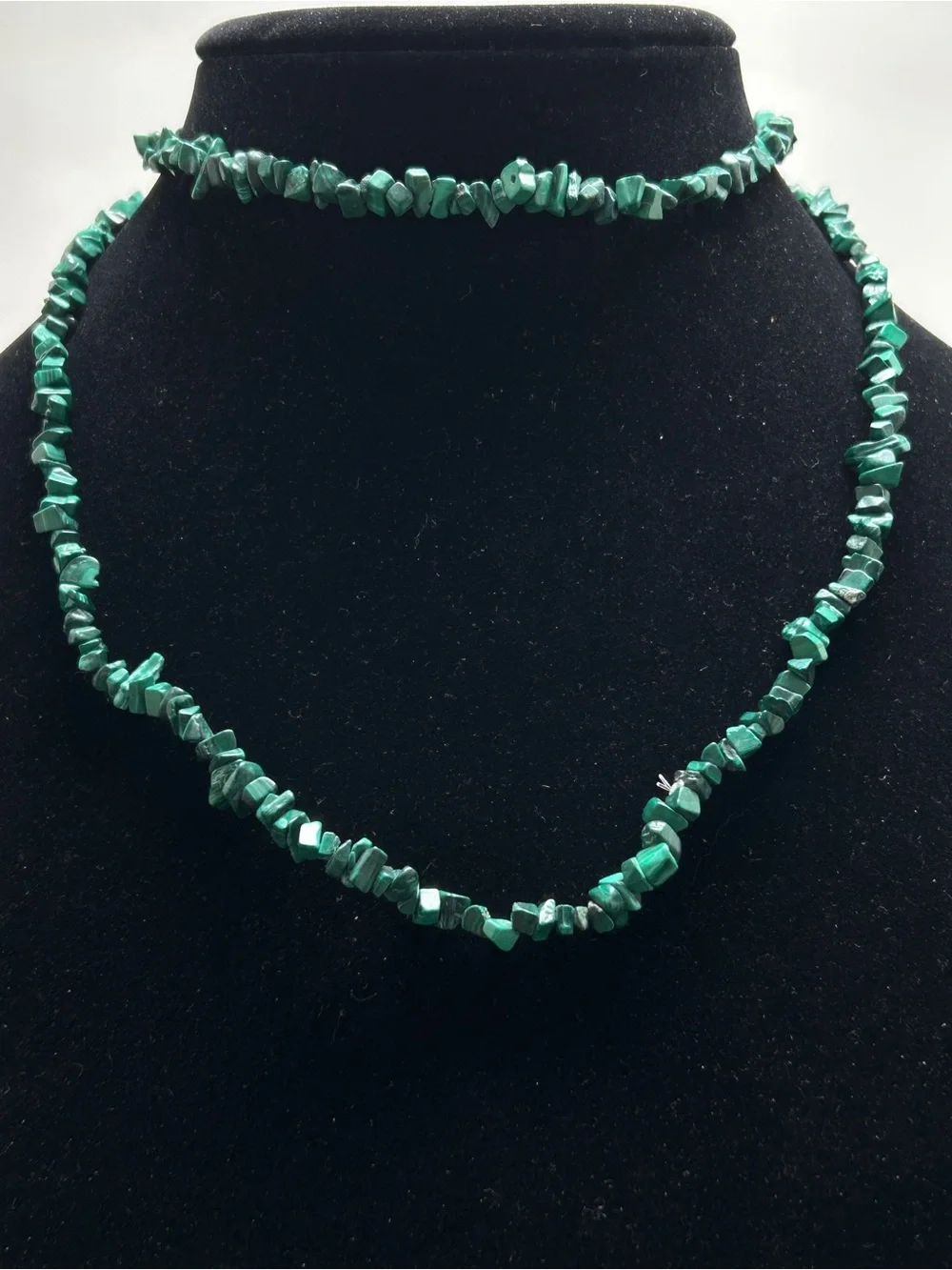 Long Malachite Nugget Necklace, Stone, Boho